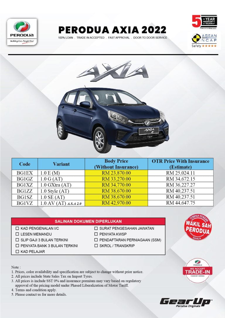 Harga Kereta Axia Baru Promosi Terbaru Perodua Malaysia