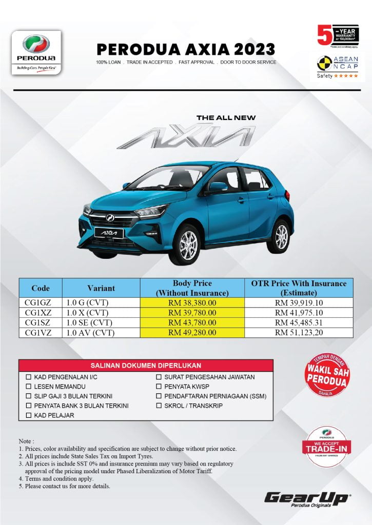 Harga Kereta Axia Baru 2024 Promosi Terbaru Perodua Malaysia